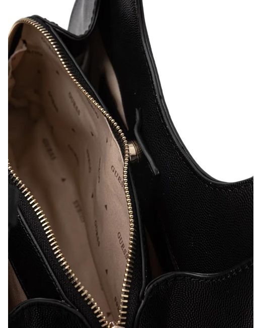 Guess Black Isobel Logo-Plaque Pebbled-Effect Shoulder Bag