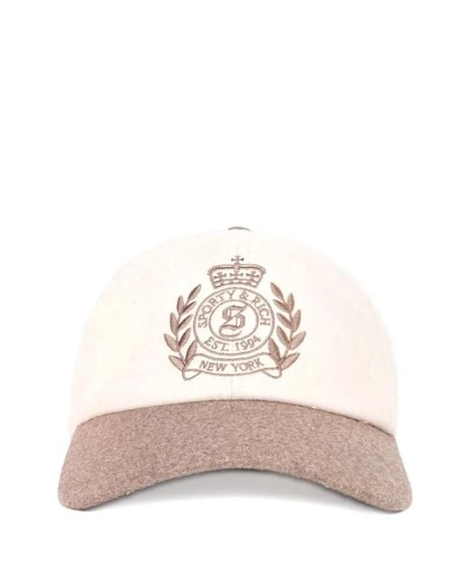 Sporty & Rich Natural Embroidered-Logo Baseball Cap