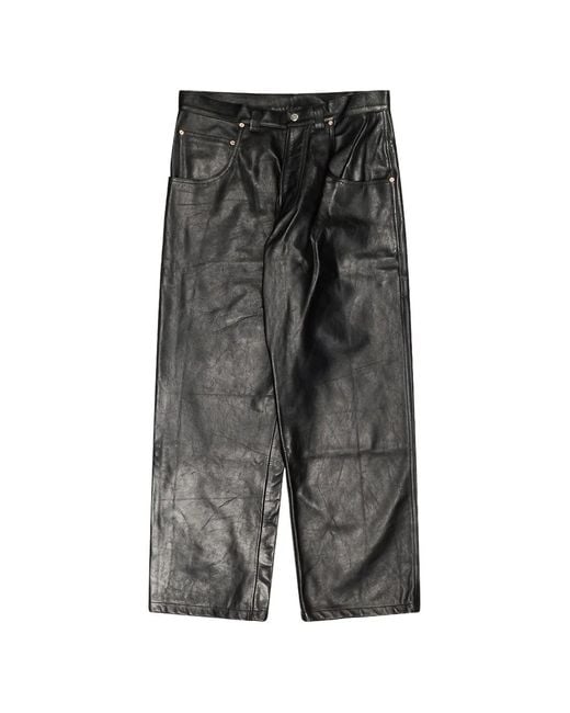 Vetements Gray Hip-Hop Leather Track Pants for men