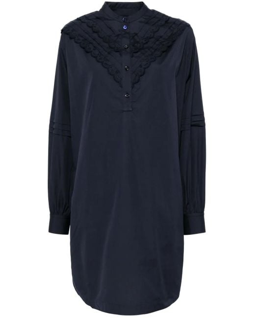 Maison Kitsuné Blue Craft Embroidery Shirt Dress