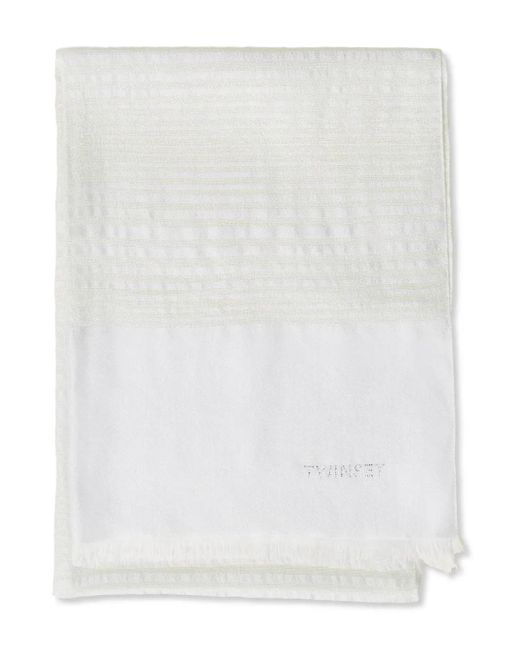 Twinset White Textured-Weave Scarf