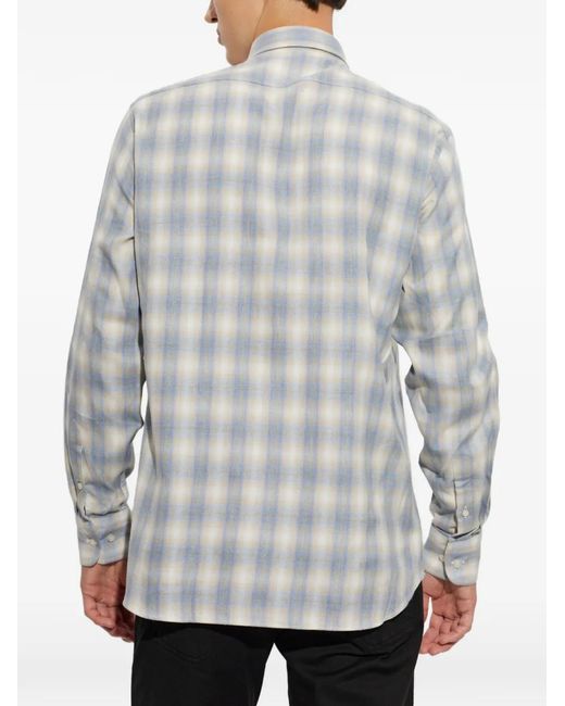 Paul & Shark Gray Check-Pattern Button-Down Shirt for men