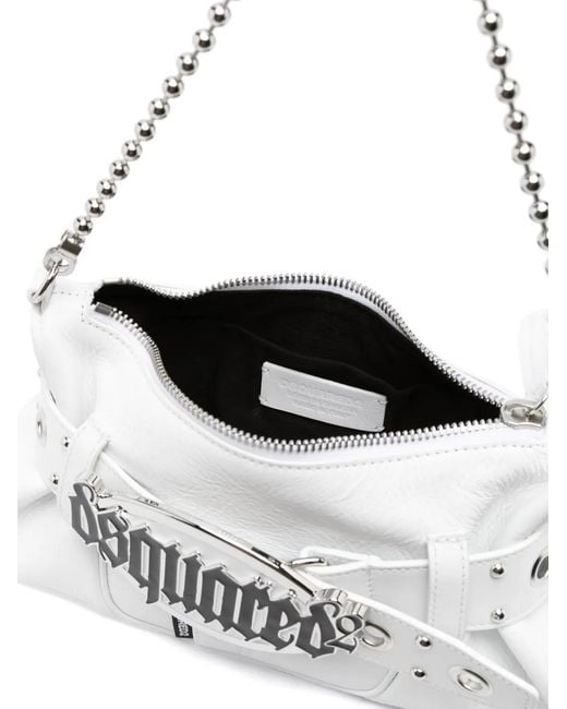 DSquared² White Gothic Leather Shoulder Bag