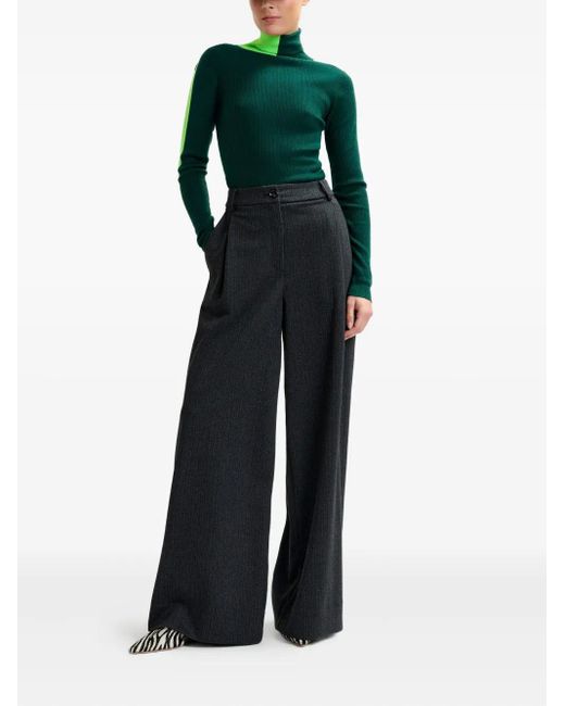 Essentiel Antwerp Green Stripe-Detail Turtleneck Sweater