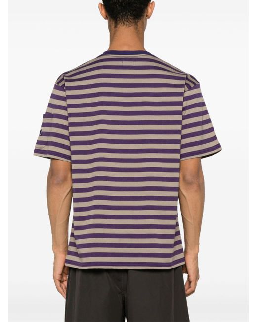 Needles Gray Striped Cotton T-shirt for men