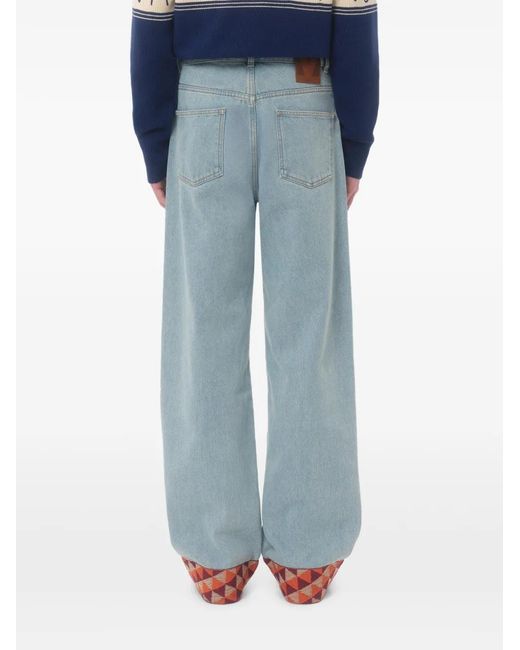 Valentino Garavani Blue Denim Pants With Jacquard Hem for men