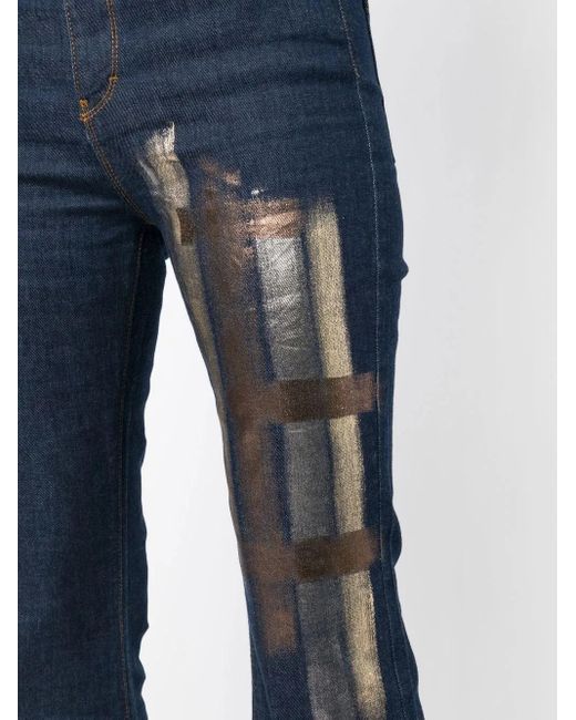 Madison Maison Blue Metallic-Print Flared Jeans