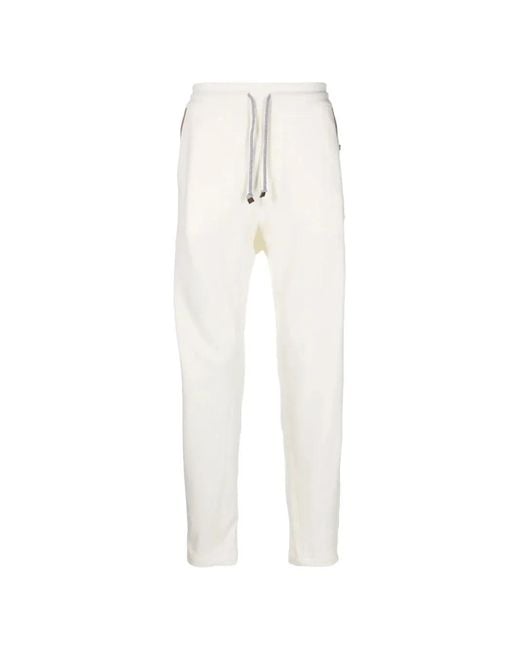 Brunello Cucinelli White Drawstring Track Pants for men