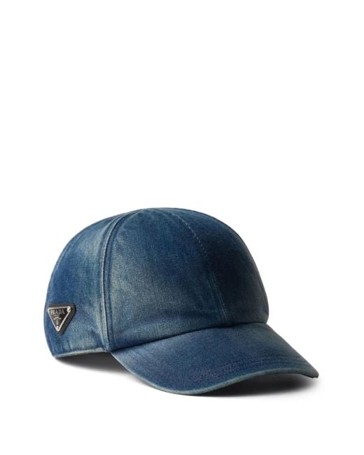 Gorra con logo triangular esmaltado Prada de hombre de color Blue