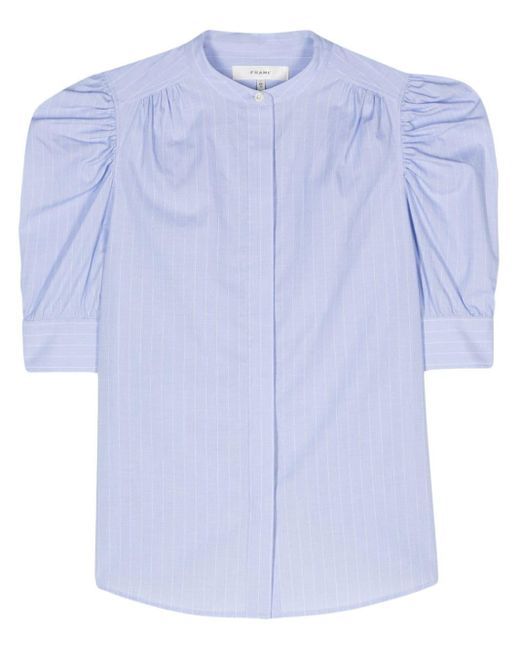FRAME Blue Puff-sleeve Cotton Shirt