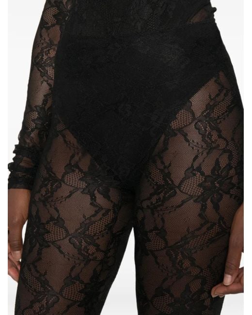 ANDAMANE Black Loli Lace-Panelled Cropped Trousers