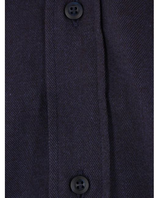 Brunello Cucinelli Blue Cotton Blend Shirt for men