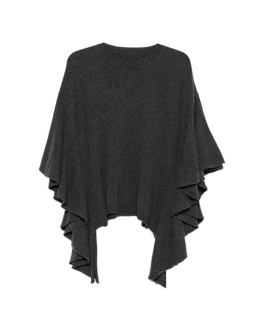 Uma Wang Black Ruffled-Sleeve Jumper