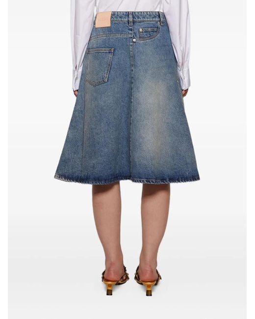 Loewe Blue Denim A-Line Skirt