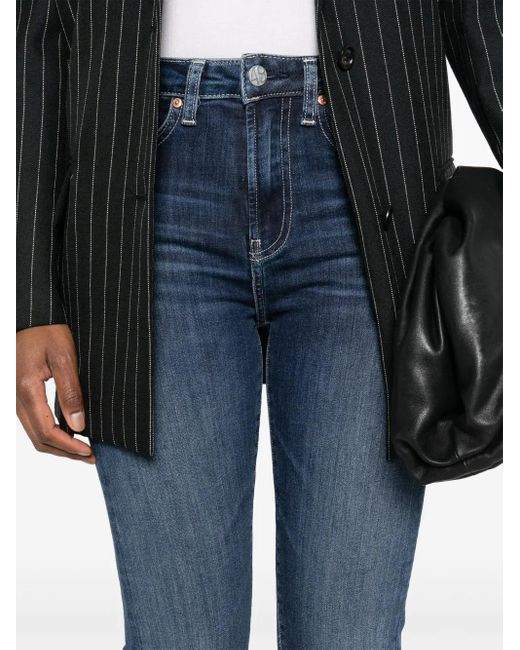 AG Jeans Blue Girlfriend Long Mid-Rise Straight-Leg Jeans