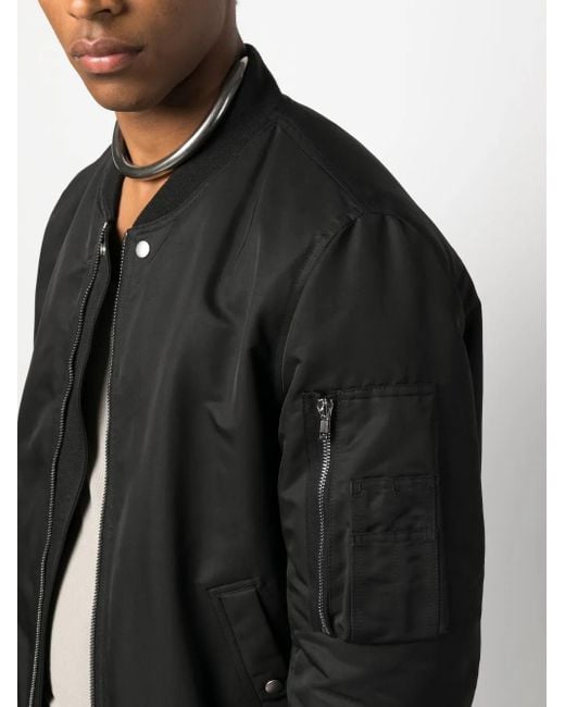 Rick Owens Black Baseball-Collar Wool Bomber Jacket for men