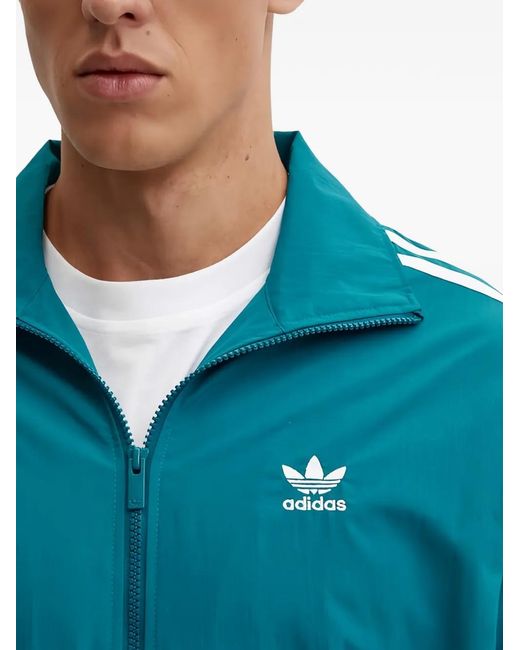 Adidas Blue Logo-Embroidered Jacket for men