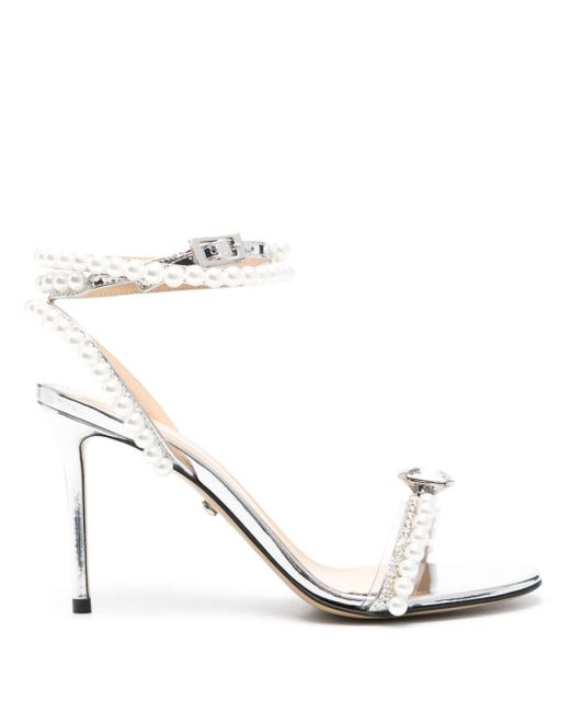 Mach & Mach White 90mm Pearl-embellished Sandals