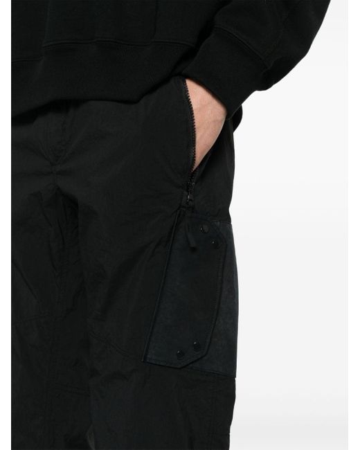 C P Company Black Taffeta Tapered Trousers for men