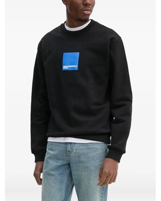 Karl Lagerfeld Black Logo-Patch Sweatshirt for men