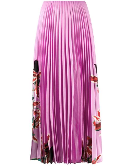 Valentino Garavani Pink Floral Print Pleated Skirt