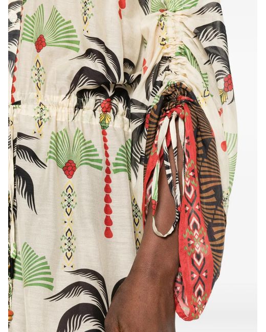 Anjuna White Palm-Print Maxi Dress