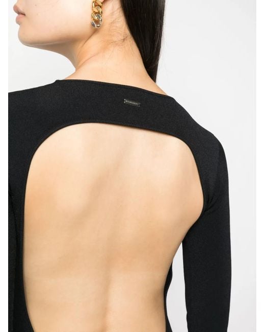 DSquared² Black Open-Back Fine-Ribbed Minidress