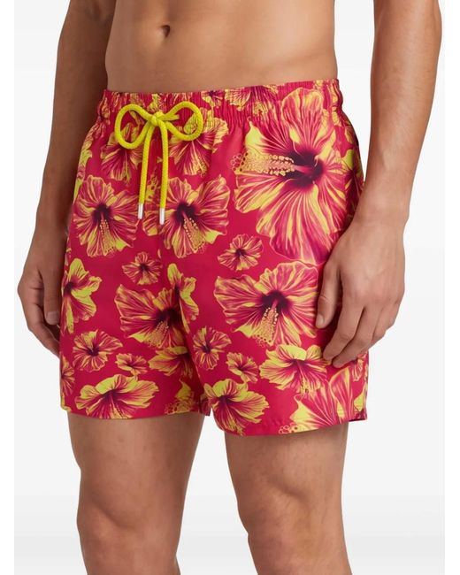 Vilebrequin Red Floral-Print Swim Shorts for men
