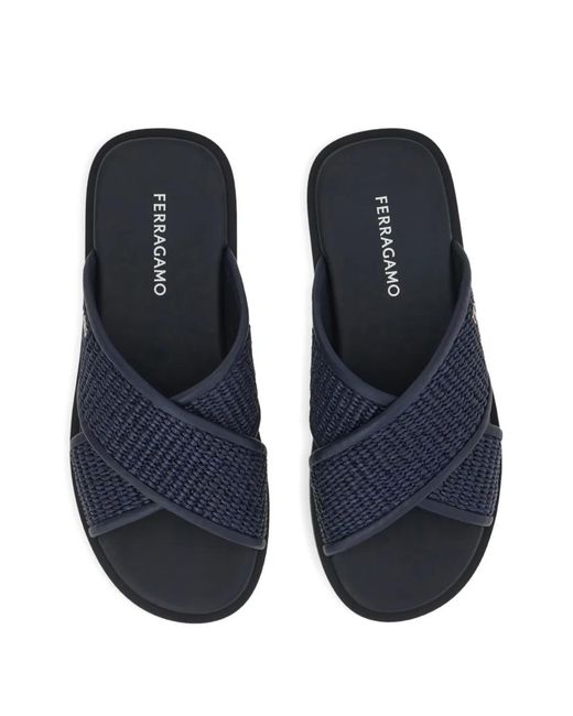 Ferragamo Blue Gancini Ornament Sandals for men