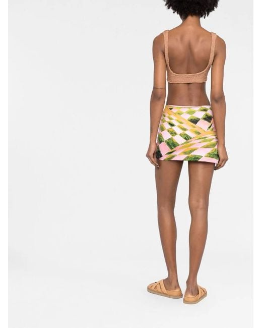 Louisa Ballou Pink Coastline Abstract-Print Miniskirt