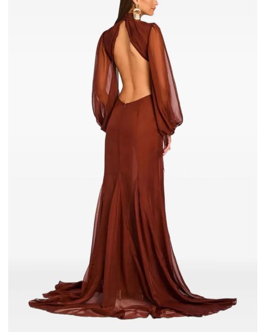 retroféte Brown Rosalinda Cut-Out Ruffled Dress