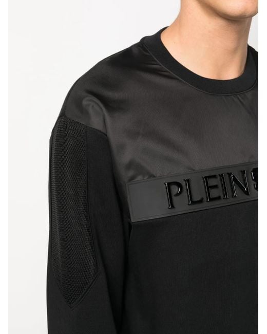 Felpa Ls Con Applicazione di Philipp Plein in Black da Uomo