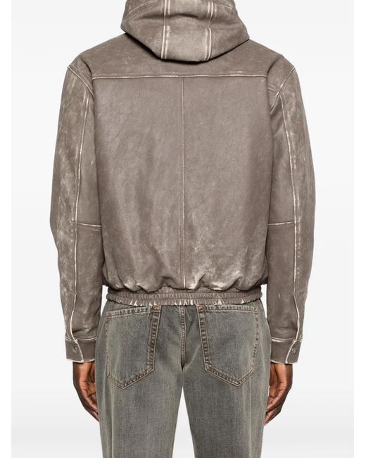 Aries Gray Veste Bomber À Capuche À Effet Usé for men