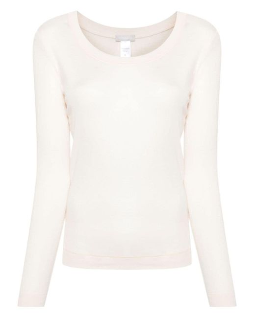 Hanro Long-sleeve Jersey T-shirt in White