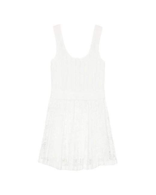 Jonathan Simkhai White Pleated Lace Mini Dress