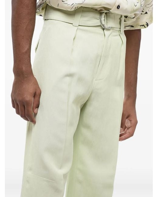 Jil Sander Natural Single-Pleat Belted Trousers for men