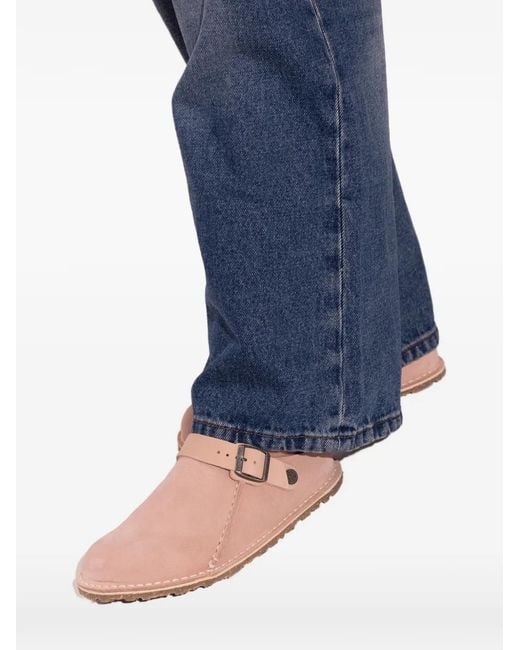 Birkenstock Brown Buckle Suede Mules