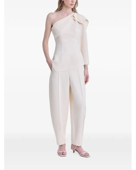 FFORME White One-Shoulder Ruffled Top