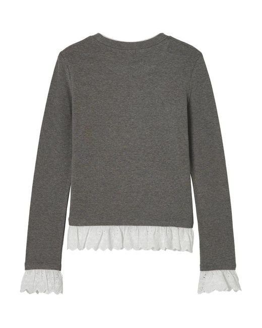 B+ AB Gray Ruffled Top