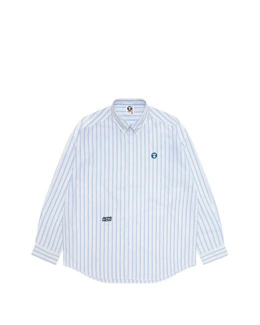 Aape By A Bathing Ape Blue Striped Cotton Shirt for men