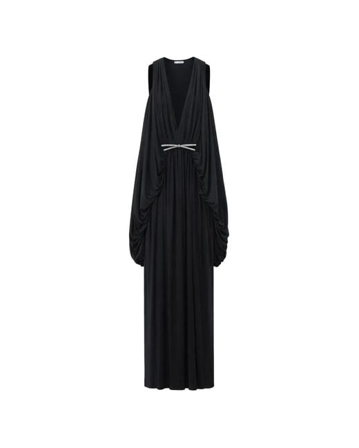 Loewe Black Draped Crystal-Bow Maxi Dress