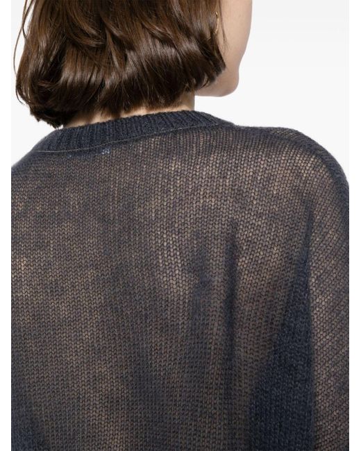 Brunello Cucinelli Black Drop-shoulder Open-knit Jumper