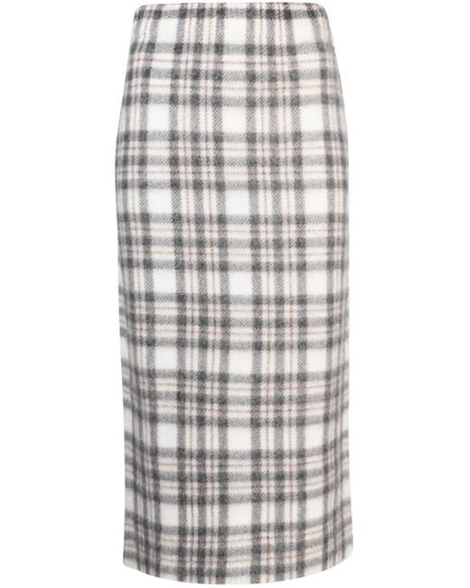 Sportmax Gray Check-pattern Midi Skirt