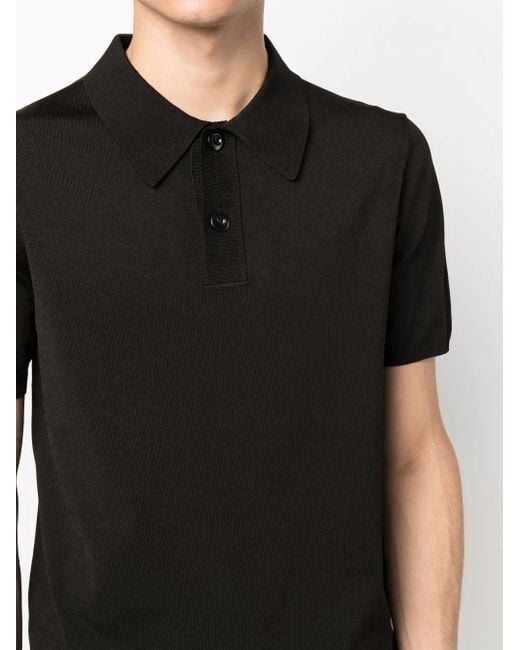 Sandro Black Short-Sleeve Knitted Polo Shirt for men