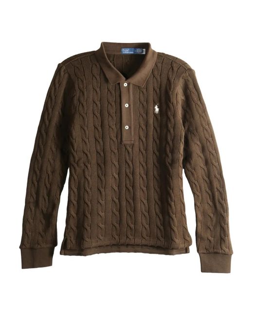 Polo Boutonné En Maille Torsadée Polo Ralph Lauren en coloris Brown