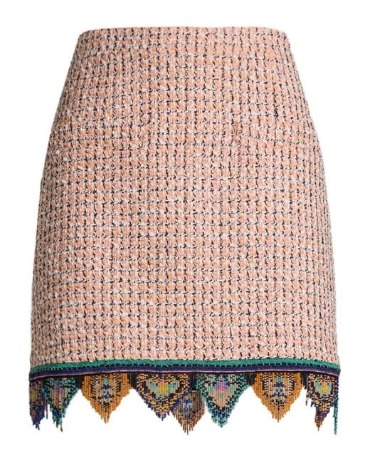 Etro Pink Fringed Tweed Mini Skirt