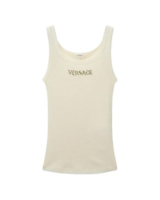 Versace Natural Crystal-Embellished Tank Top
