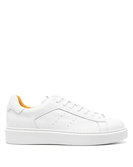Doucal's White Flatform Leather Sneakers for men