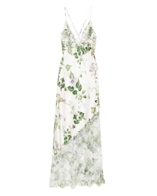 Robe Mi-Longue À Fleurs En Dentelle Alice + Olivia en coloris White