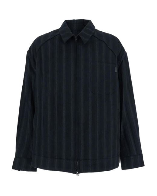 Juun.J Blue Striped Zip-Front Shirt for men